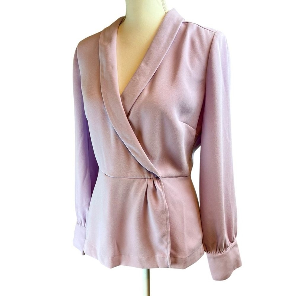 J CREW Peplum Wrap Top 6T Lavender Long Sleeve V-Neck Career Chic Romantic Work